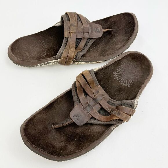 Cushe MANUKA Brown Leather Woven Upper Thong Toe Slip on Flipflop Sandals main image 13